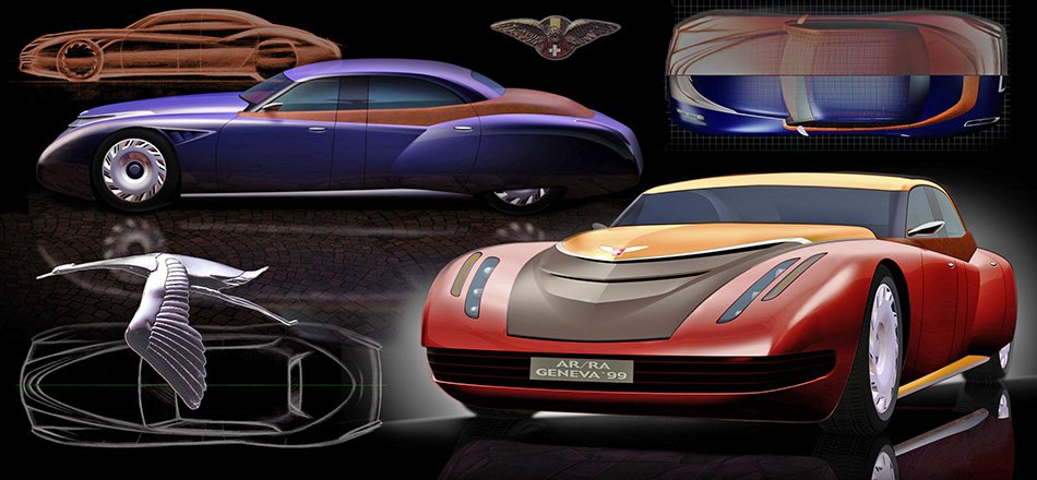 Retro Luxuslimousine Hispano Suiza von Thomas Clever Auto Illustration des Hispano Suiza von dem Designer Thomas Clever